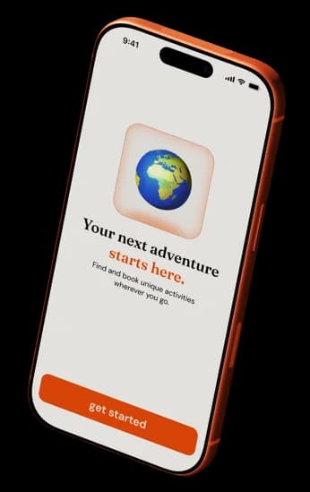 Romly onboarding screen in an orange phone