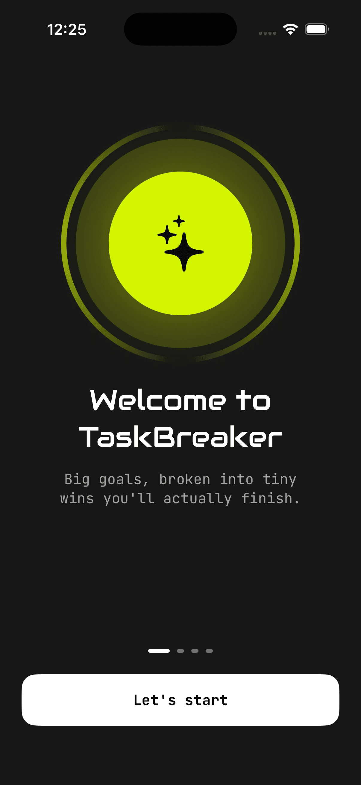 Taskbreaker onboarding screen